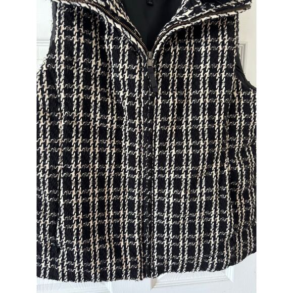 Talbots faux fur collar down puffer tweed vest sz large - Picture 4 of 13
